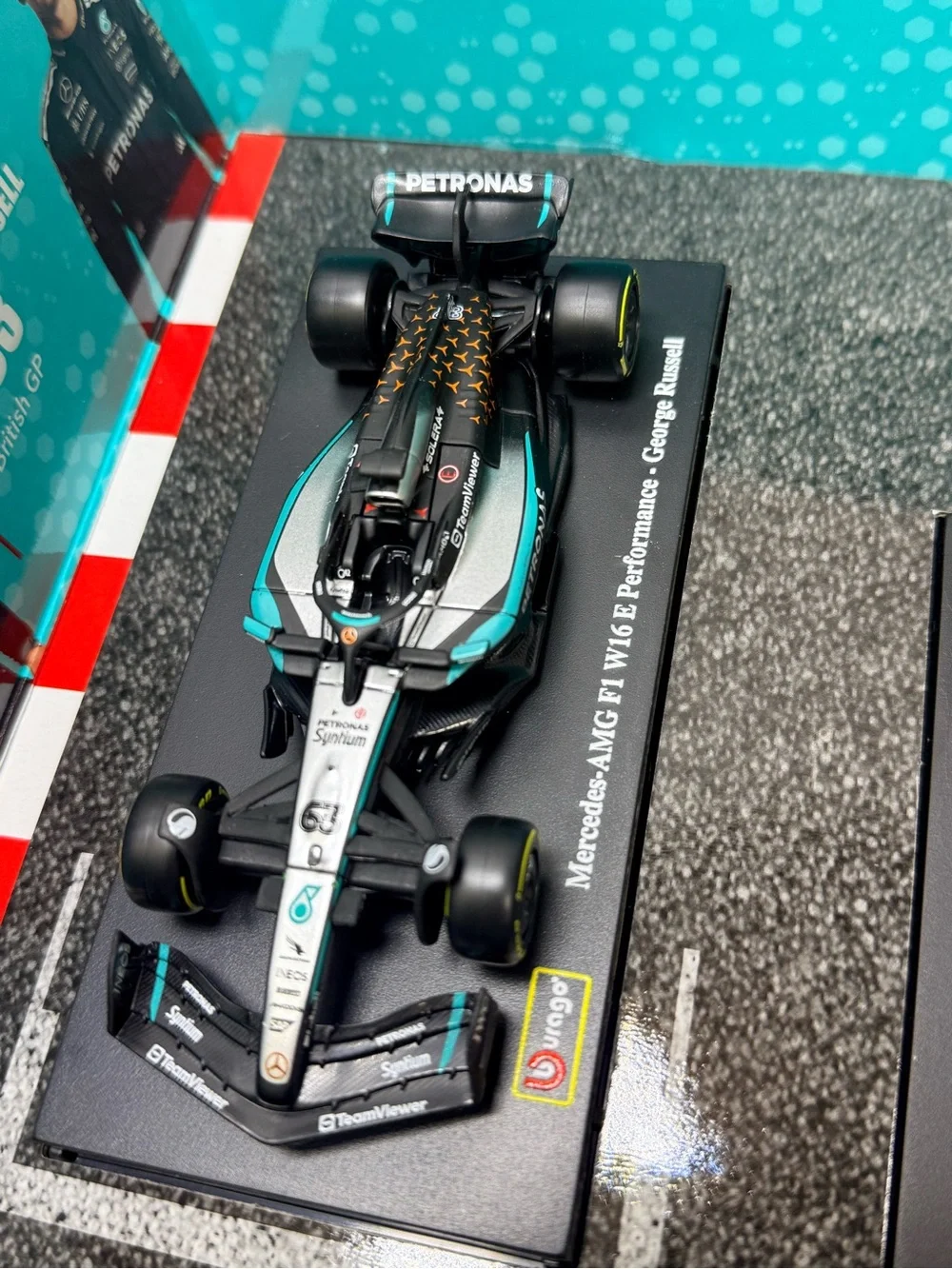 Mercedes AMG Petronas Black and Teal George Russell Diecast F1 Car